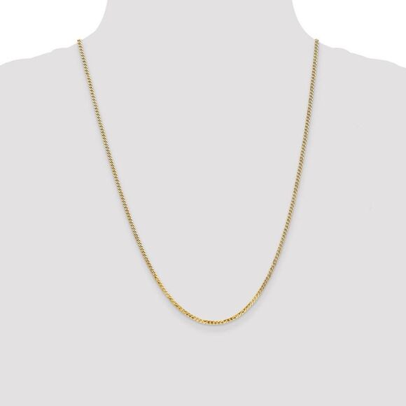 2.2mm, 14k Yellow Gold, Solid Beveled Curb Chain Necklace, 24 Inch - Picture 2 of 8